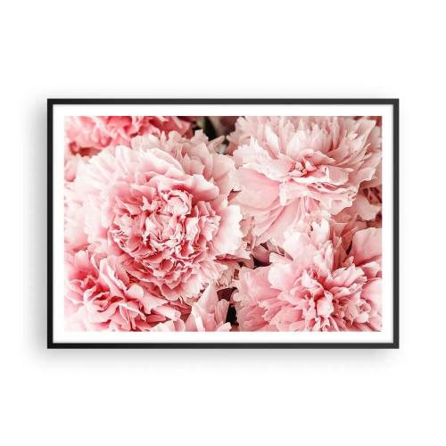 Poster in cornice nera - Delicate peonie rosa in un ambiente delicato - 100x70cm - Sogno rosa - Decorazione murale moderna per soggiorno e camera da letto ARTTOR