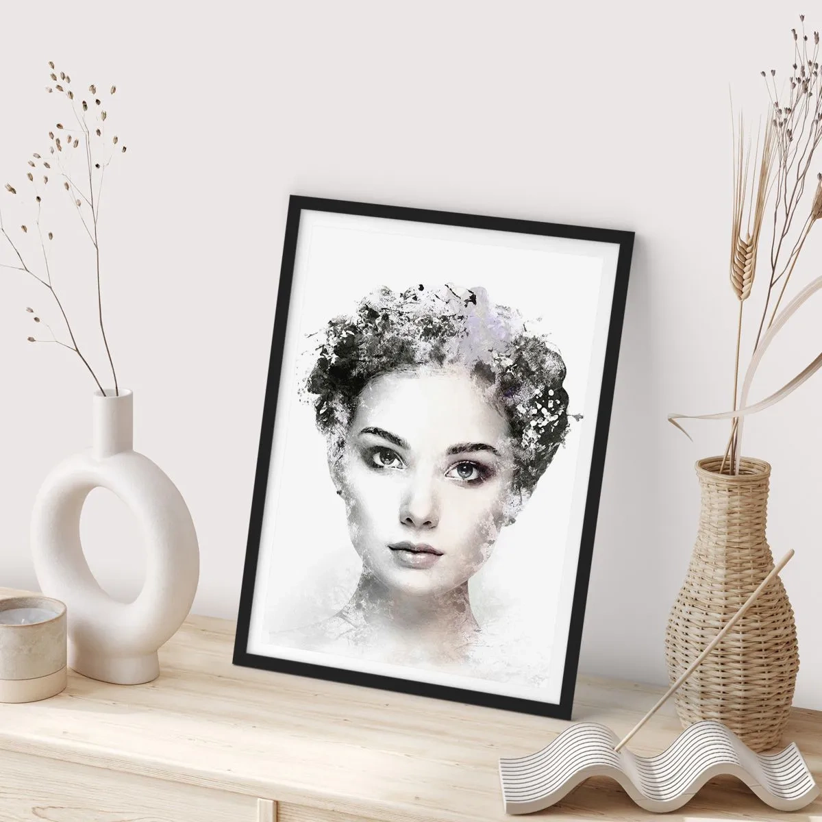 Poster in cornice nera - Ritratto estremamente alla moda - 50x70 cm