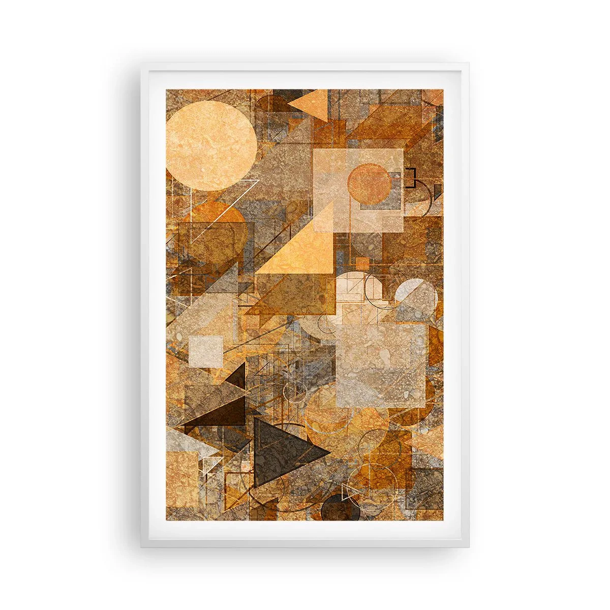 Poster in cornice bianca - Studio cubista in marrone - 61x91 cm