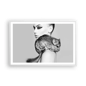 Poster in cornice bianca - Dama con il cincillà - 91x61 cm