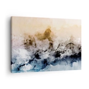Quadro su tela - Stampe su Tela - Paesaggio astratto con nebbia e colori tenui - 70x50cm - Immersi in una nuvola di nebbia - Decorazione murale moderna per soggiorno e camera da letto ARTTOR