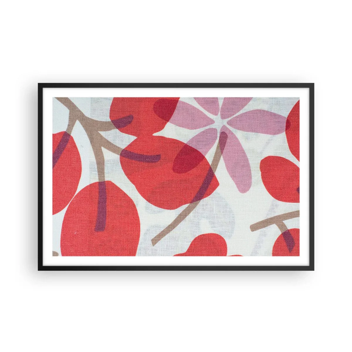 Poster in cornice nera - Composizione di fiori in rosa - 91x61 cm