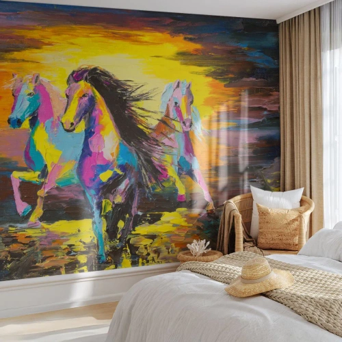 Fotomurali Standard Eco - Immersi nell'arcobaleno - Animali, Cavalli, Libertà - 200x140 cm