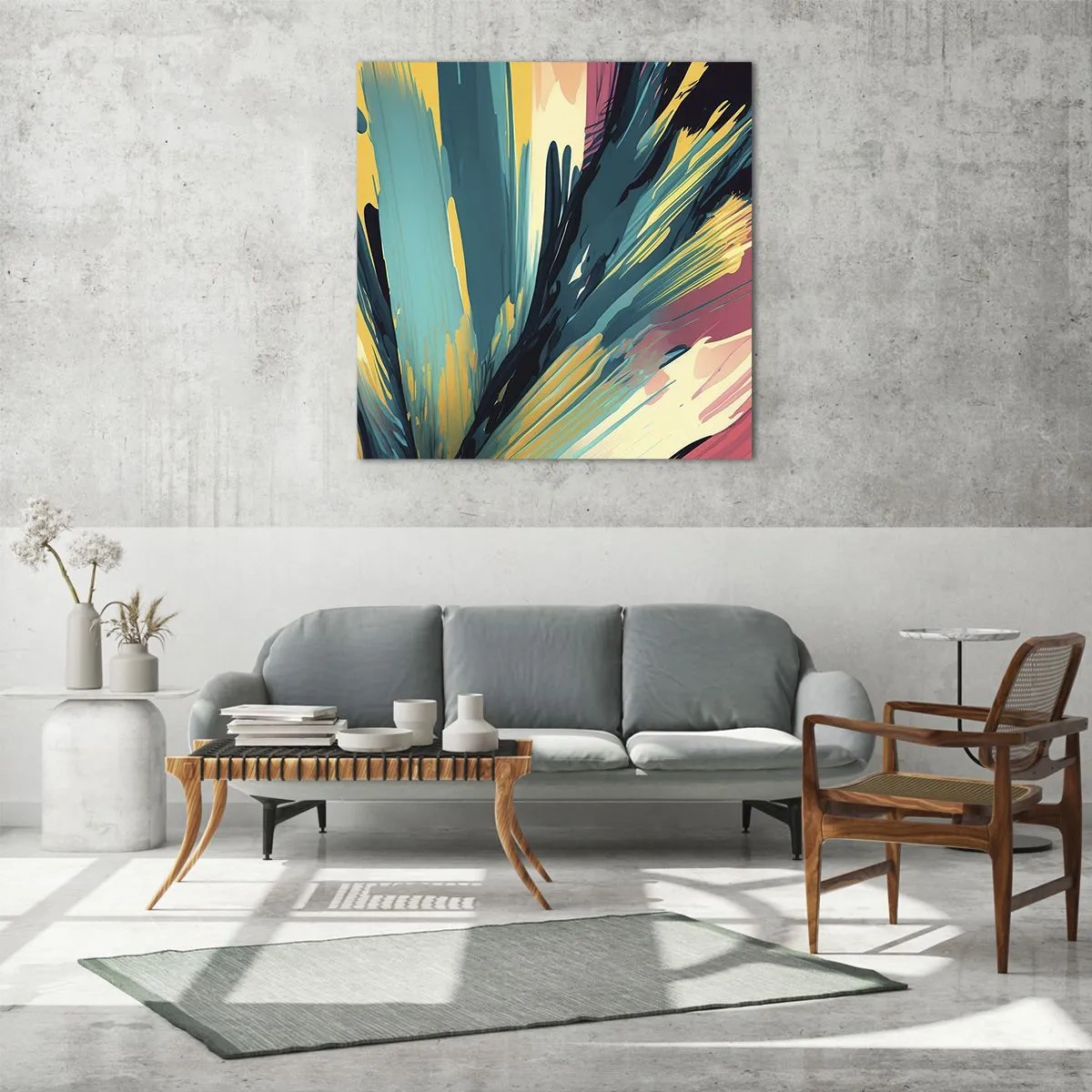 Quadro su vetro - Composizione: esplosione di gioia - 30x30 cm