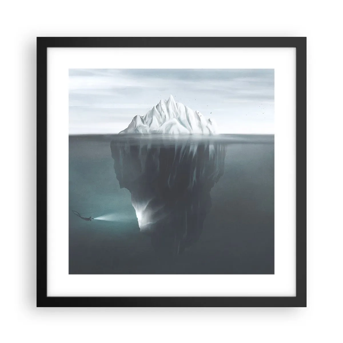 Poster in cornice nera - Mistero sottomarino - 40x40 cm