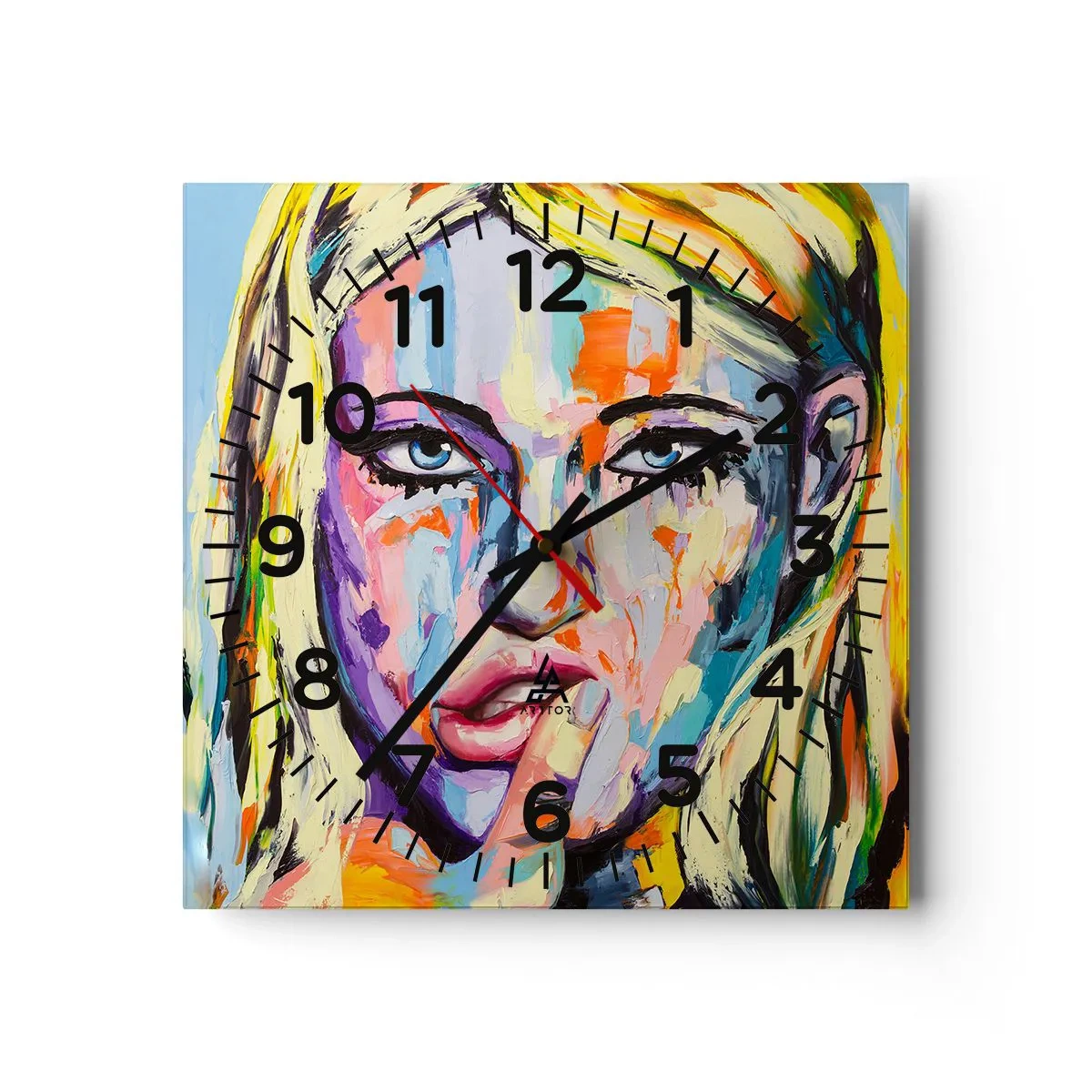 Orologio da parete - Orologio in Vetro - Guardala dritto negli occhi - 40x40 cm