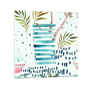 Quadro su vetro - Vacanze sotto le palme - 40x40 cm