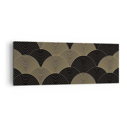 Quadro su tela - Stampe su Tela - Motivo Art Déco con semicerchi e linee dorate - 140x50cm - Unità nella molteplicità - Decorazione murale moderna per soggiorno e camera da letto ARTTOR