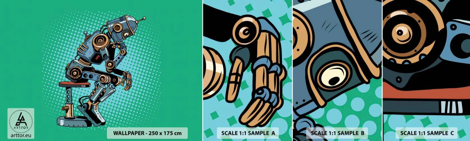 Campione di Fotomurale Adesivo Deluxe Sticker - Sull'essenza dell'essere - Astrazione, Robot intelligente, Per bambini - 100x30 cm