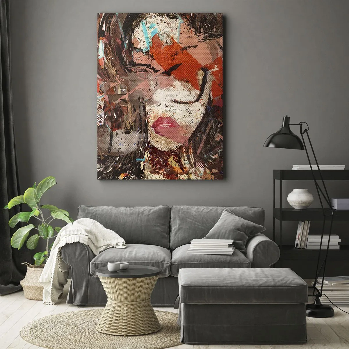 Quadro su tela - Stampe su Tela - Ritratto astratto di una donna dai colori intensi - 50x70cm - Nessuno sa come sei veramente - Decorazione murale moderna per soggiorno e camera da letto ARTTOR