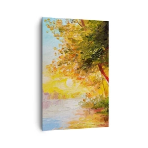 Quadro su tela - Stampe su Tela - Un paesaggio pittoresco con un fiume e alberi al tramonto - 80x120cm - Et in Arcadia ego - Decorazione murale moderna per soggiorno e camera da letto ARTTOR