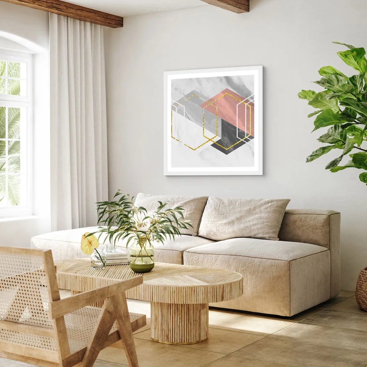 Poster in cornice bianca - Composizione a catena - 50x50 cm