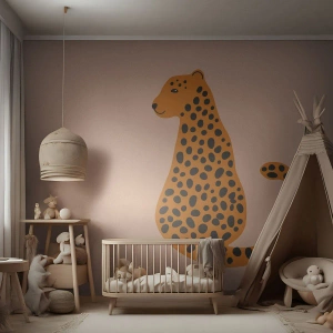 Fotomurale su misura Premium Sand - Il leopardo è un motivo di moda - Per bambini, Pantera, Animali