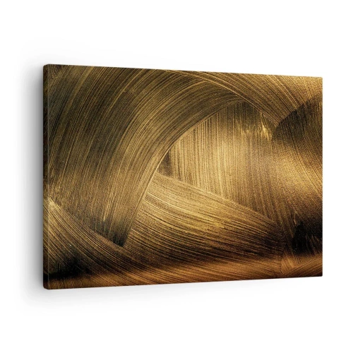 Quadro su tela - Stampe su Tela - Pennellate astratte dorate - 70x50cm - Nel labirinto d'oro - Decorazione murale moderna per soggiorno e camera da letto ARTTOR