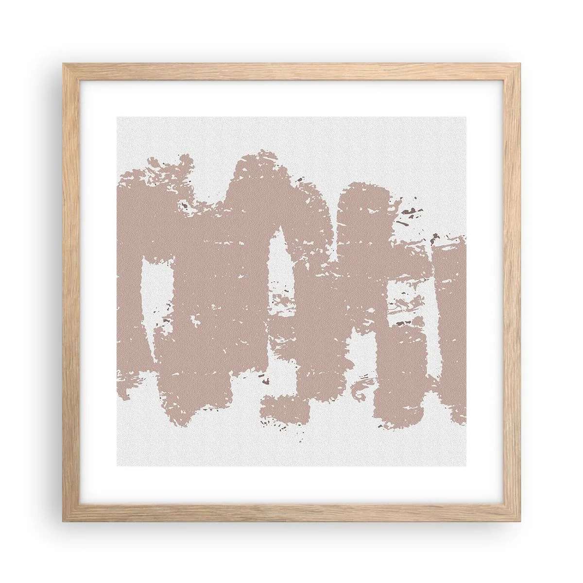 Poster in cornice rovere chiaro - Astrazione in un rosa mite - 40x40 cm