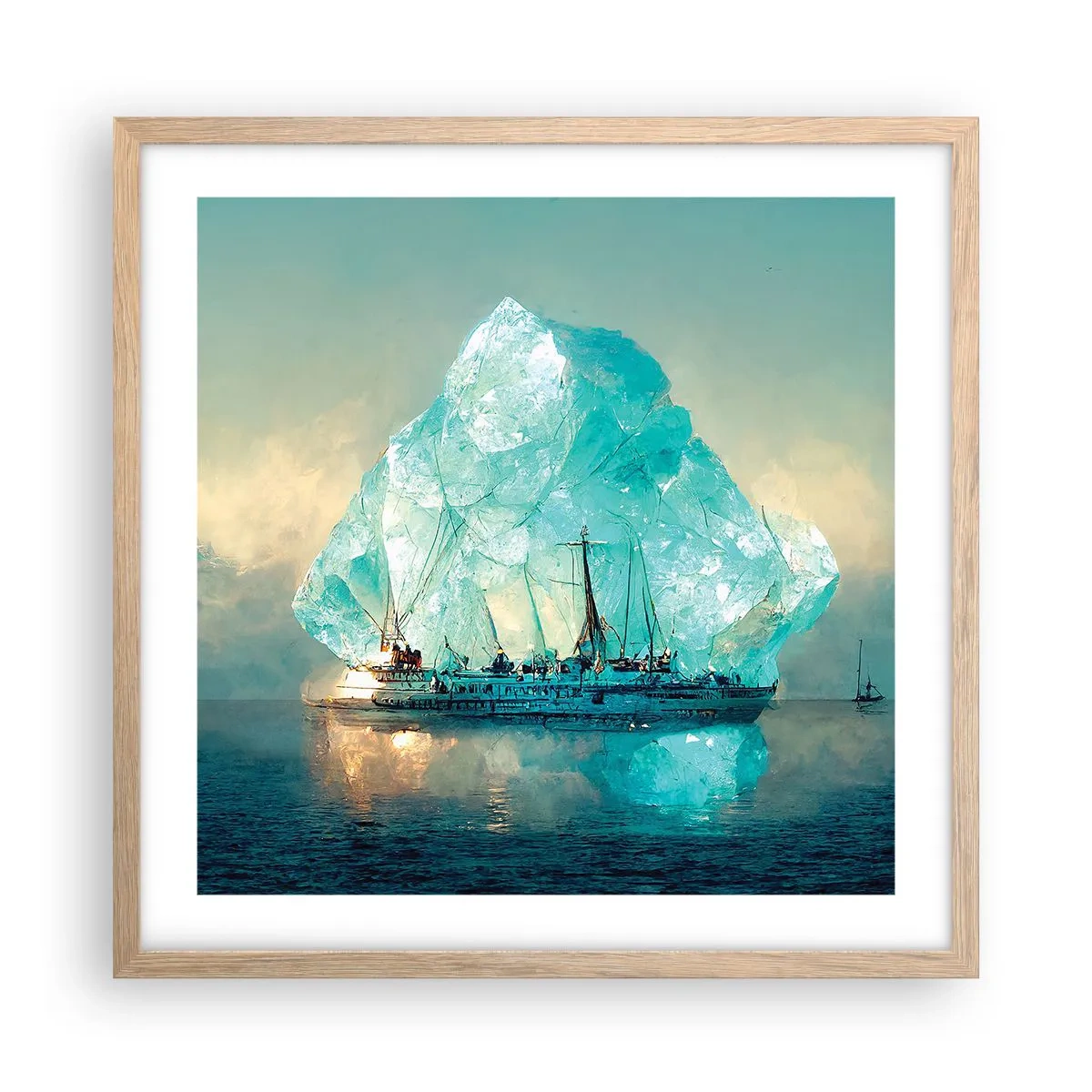 Poster in cornice rovere chiaro - Brillante artico - 50x50 cm