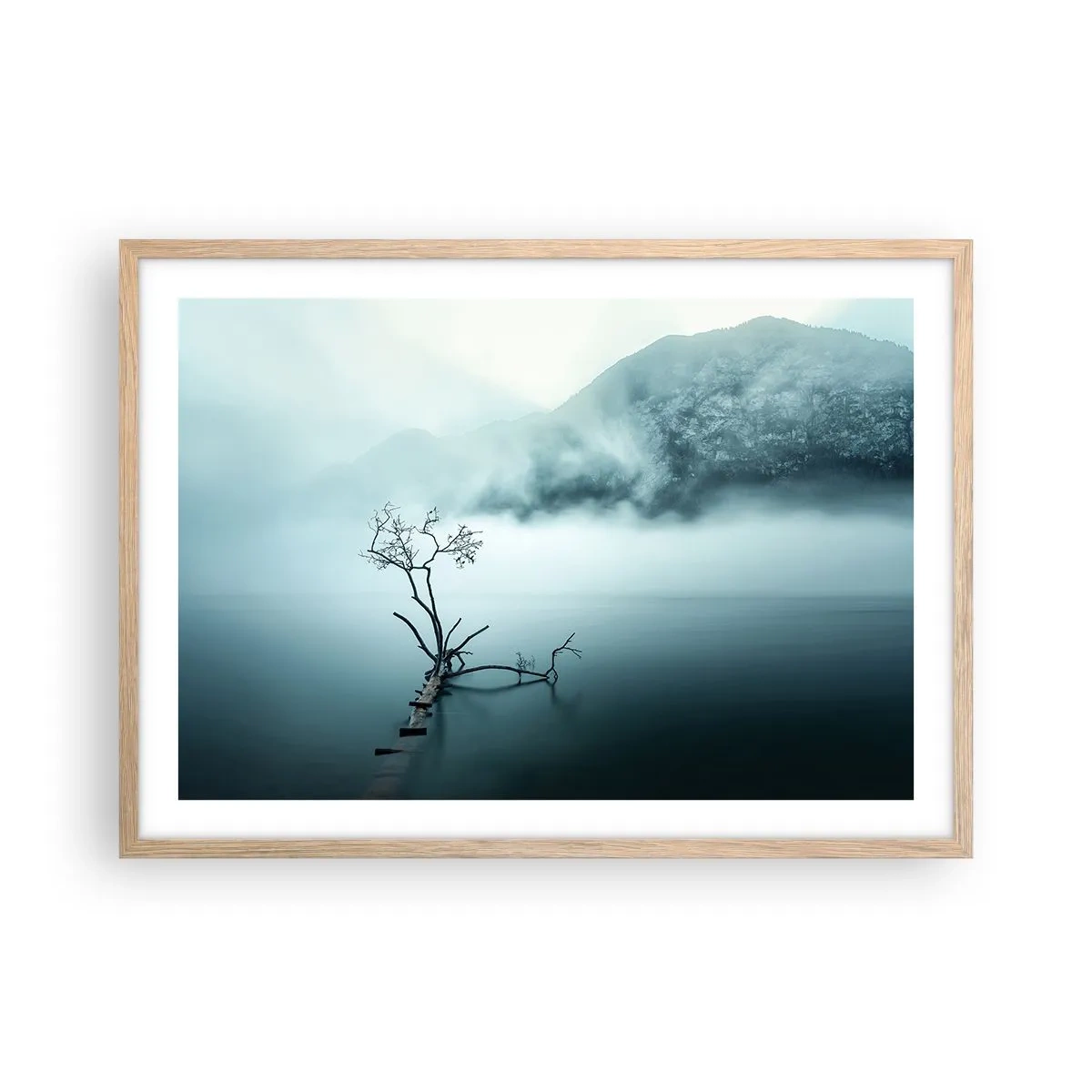 Poster in cornice rovere chiaro - Dall'acqua e dalla nebbia - 70x50 cm