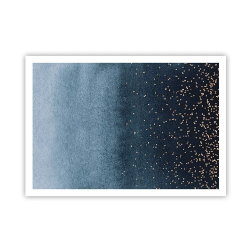 Poster - Sfumature blu con sottili accenti dorati - 100x70cm - Composizione: fasi blu - Decorazione murale moderna per soggiorno e camera da letto ARTTOR