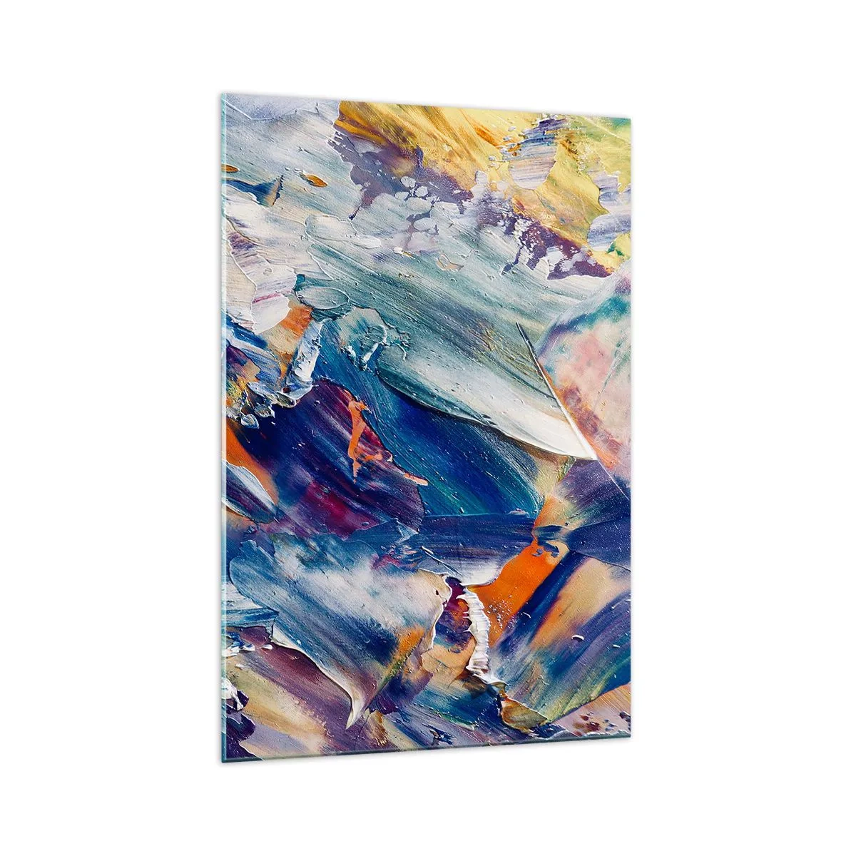 Quadro su vetro - Astrazione colorata con texture di pittura acrilica - 70x100cm - La confusione del colore - Decorazione murale moderna per soggiorno e camera da letto ARTTOR