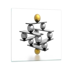 Quadro su vetro - Equilibrio oro e argento - 70x70 cm