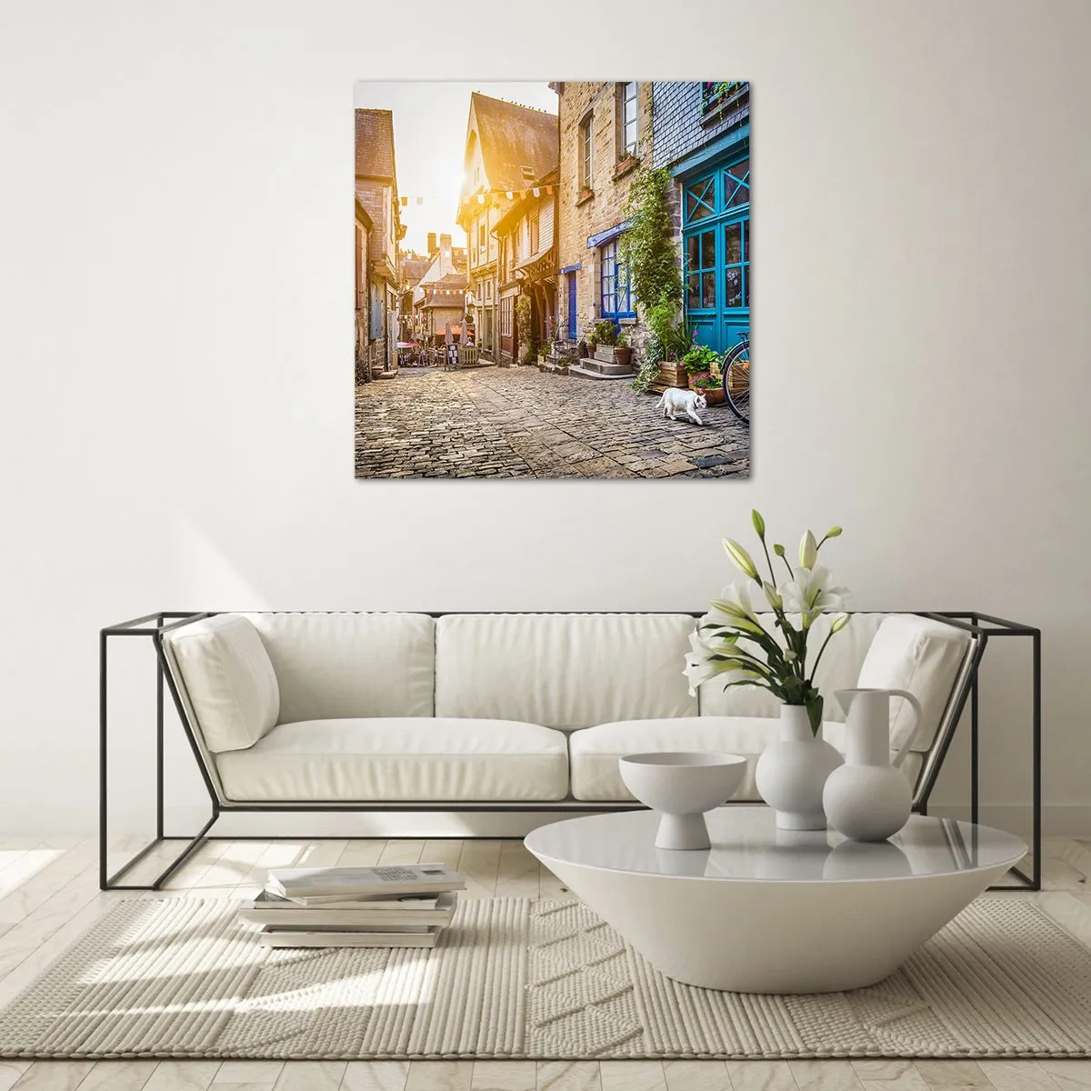 Quadro su vetro - Lo spirito bianco della cittadina - 40x40 cm