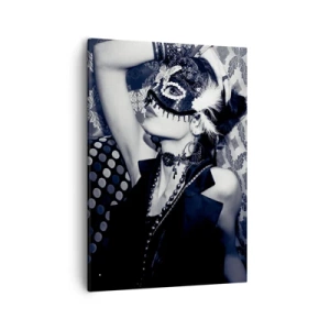 Quadro su tela - Stampe su Tela - Una donna con una maschera veneziana su uno sfondo di motivi ornamentali. - 50x70cm - Decorazioni, ornamenti, modelli... - Decorazione murale moderna per soggiorno e camera da letto ARTTOR