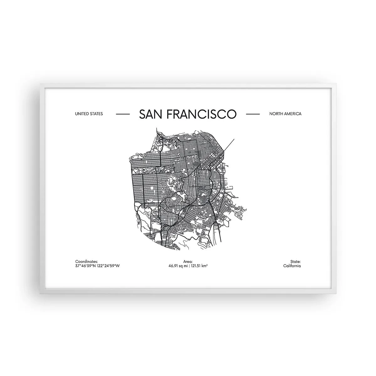 Poster in cornice bianca - Anatomia di San Francisco - 100x70 cm