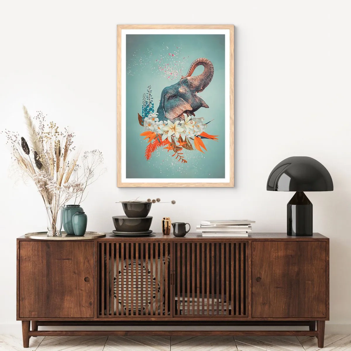 Poster in cornice rovere chiaro - Barrito di gioia - 50x70 cm