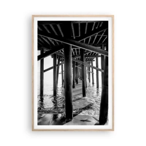 Poster in cornice rovere chiaro - Nascondiglio in spiaggia - 70x100 cm