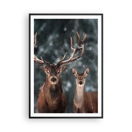 Poster in cornice nera - Il re della foresta con la consorte - 70x100 cm