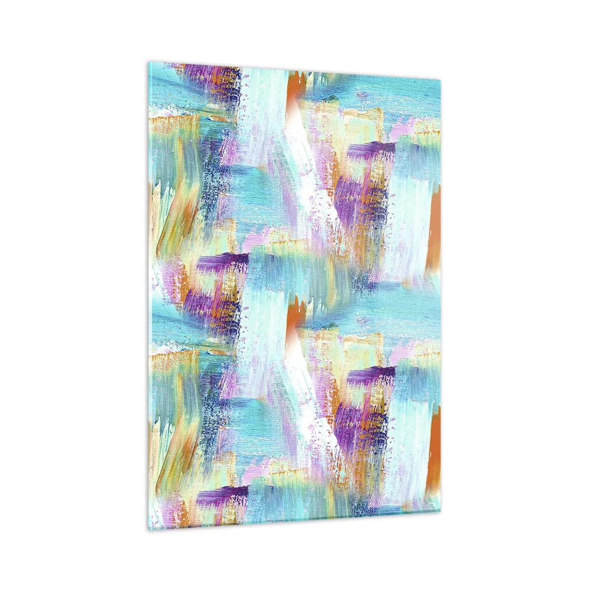 Quadro su vetro - Astrazione colorata con pennellate in colori pastello e vivaci. - 50x70cm - Mite intreccio soffuso - Decorazione murale moderna per soggiorno e camera da letto ARTTOR
