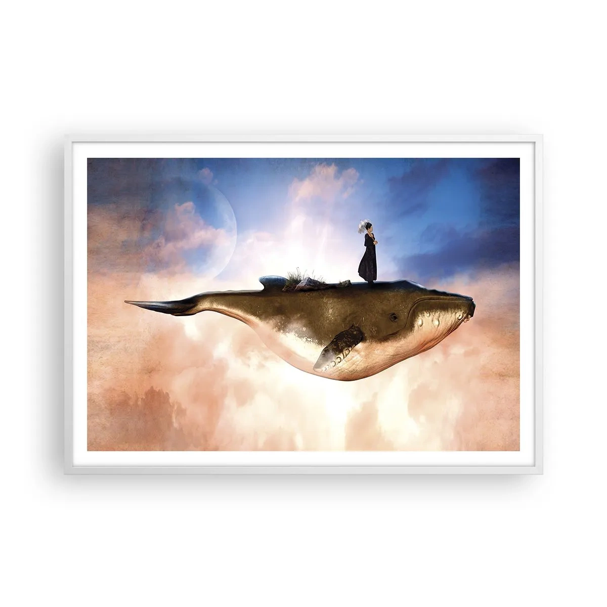 Poster in cornice bianca - Viaggio surreale - 100x70 cm