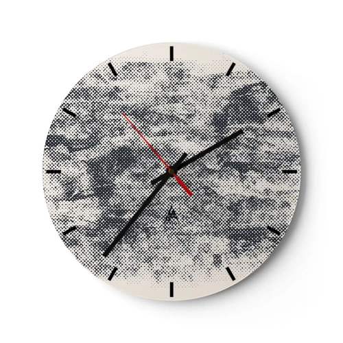 Orologio da parete - Orologio in Vetro - Texture in bianco e nero con effetto mesh raster - 30x30cm - Composizione nebbiosa - Decorazione murale moderna per soggiorno, cucina e camera da letto ARTTOR