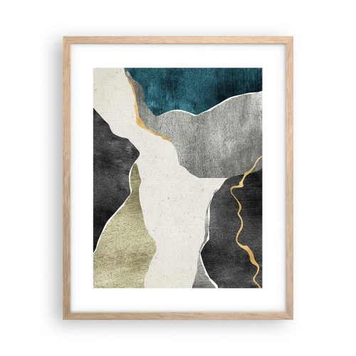 Poster in cornice rovere chiaro - Composizione mosaico con filo d'oro - 40x50 cm