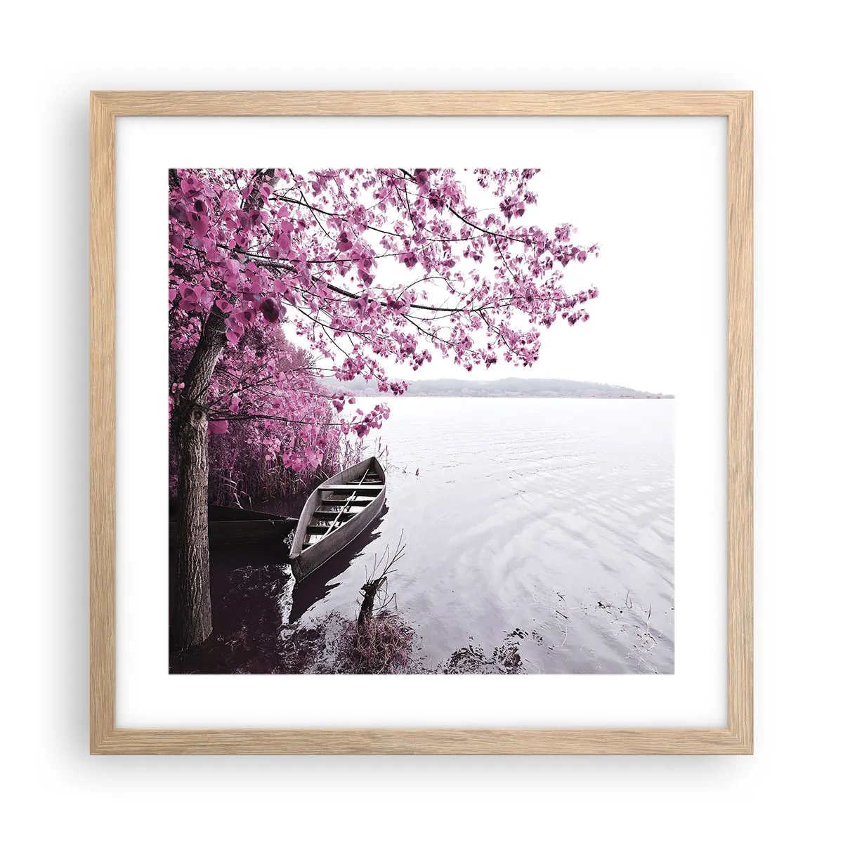 Poster in cornice rovere chiaro - Nel silenzio rosa - 40x40 cm