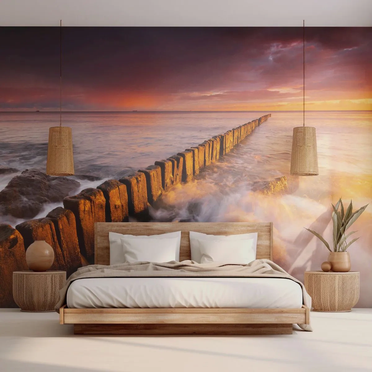 Fotomurali Premium Sand - La mitezza delle onde - Paesaggio, Tramonto, mare Baltico - 400x280 cm