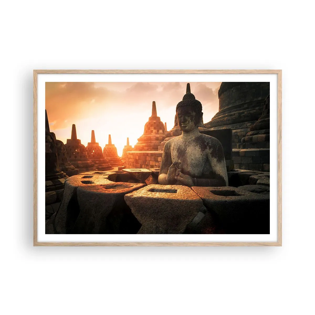 Poster in cornice rovere chiaro - La pagoda della grande saggezza - 100x70 cm