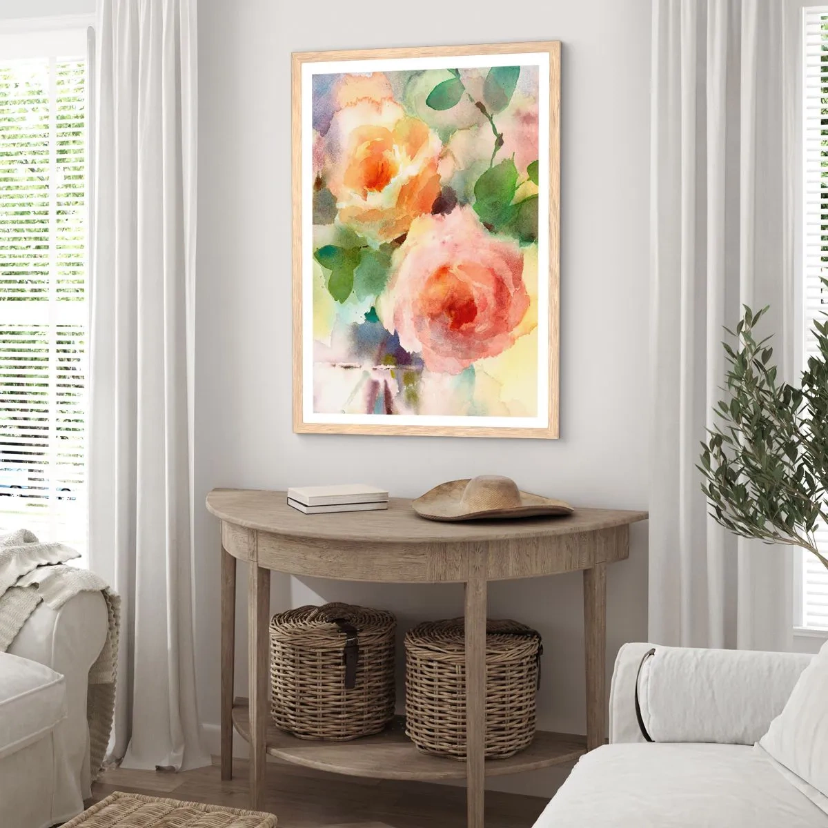 Poster in cornice rovere chiaro - Delicati come un acquerello - 61x91 cm