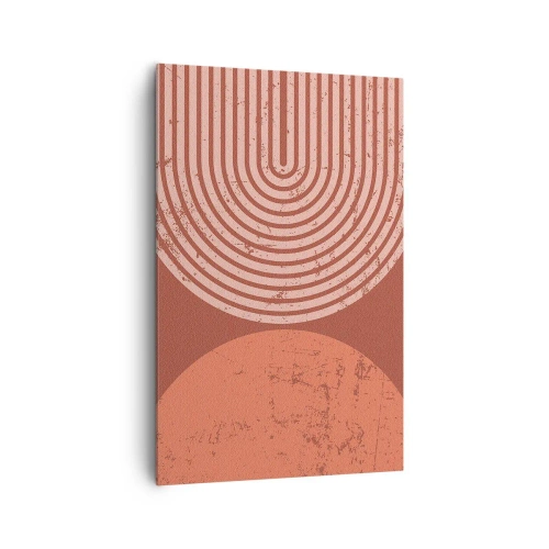 Quadro su tela - Stampe su Tela - Motivi geometrici nei toni del terracotta su sfondo vintage - 80x120cm - Rapporti stretti - Decorazione murale moderna per soggiorno e camera da letto ARTTOR