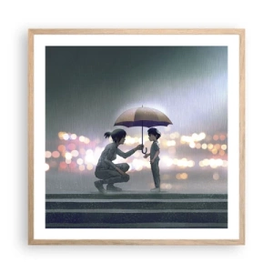 Poster in cornice rovere chiaro - E già tutto va bene - 60x60 cm