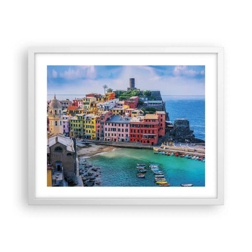 Poster in cornice bianca - Magica cittadina mediterranea - 50x40 cm