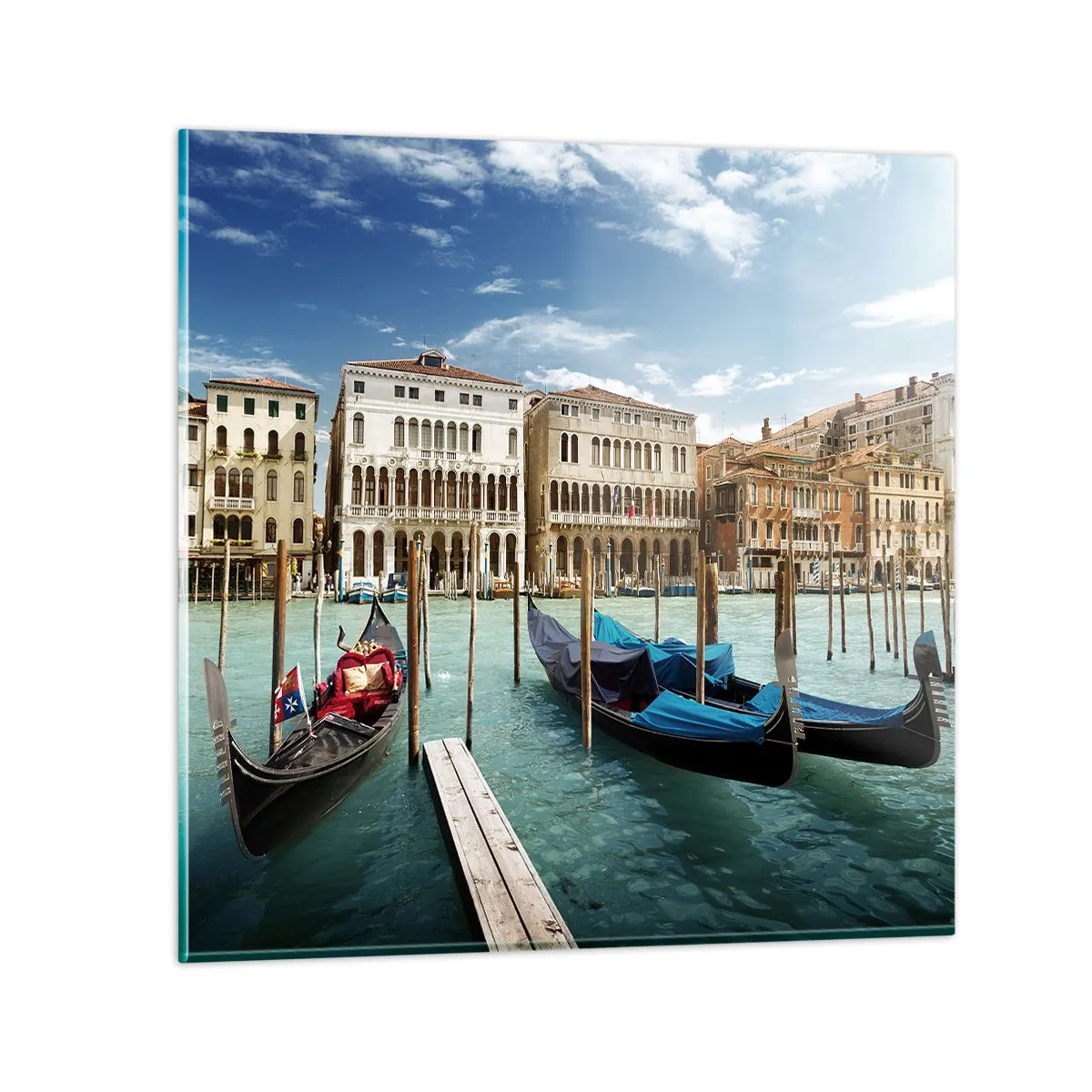 Quadro su vetro - Palazzi nel blu - 40x40 cm