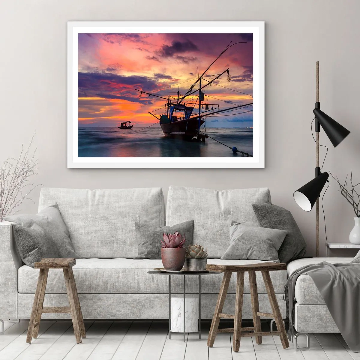 Poster in cornice bianca - Sera esotica - 40x30 cm