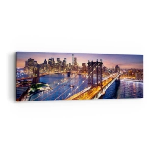 Quadro su tela - Stampe su Tela - Il ponte luminoso fino al cuore della città - 90x30 cm