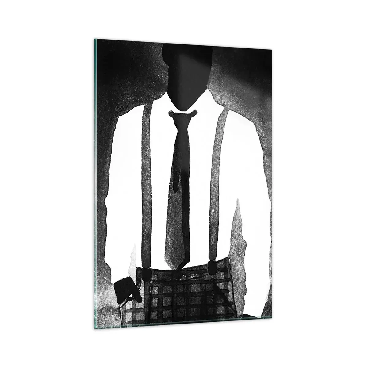 Quadro su vetro - Personaggi in stile noir, eleganza in bianco e nero e mistero - 80x120cm - Atmosfera noir - Decorazione murale moderna per soggiorno e camera da letto ARTTOR