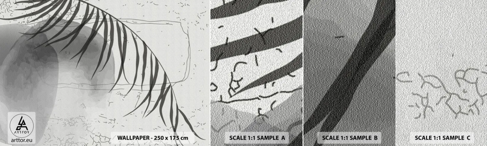 Campione di Fotomurale Adesivo Deluxe Sticker - La delicata esoticità della natura - Minimalismo, Botanico, Foglia - 100x30 cm