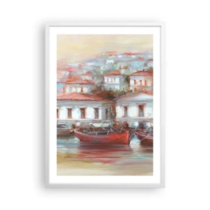 Poster in cornice bianca - Cittadina felice - 50x70 cm