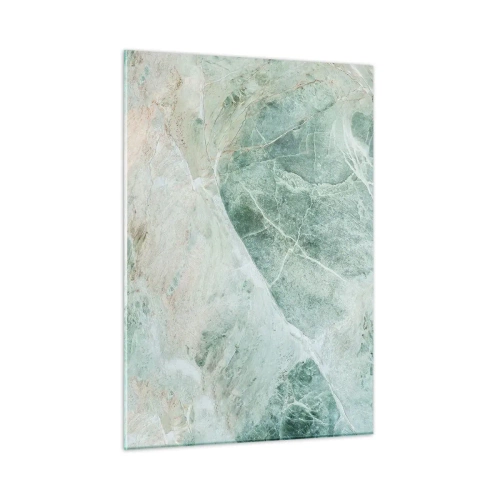 Quadro su vetro - Texture verde-beige che ricorda la pietra naturale - 50x70cm - Il freddo nobile della pietra - Decorazione murale moderna per soggiorno e camera da letto ARTTOR