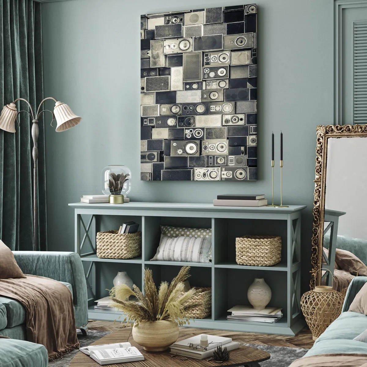 Quadro su tela - Stampe su Tela - Collezione di altoparlanti in stile retrò - 50x70cm - Armonia di suoni - Decorazione murale moderna per soggiorno e camera da letto ARTTOR