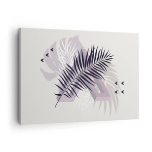 Quadro su tela - Stampe su Tela - Una composizione minimalista con foglie e forme geometriche - 70x50cm - L'ombra dell'ombra - Decorazione murale moderna per soggiorno e camera da letto ARTTOR